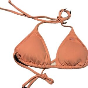 Roxy Beach classic mod tiki triangle string, bikini top size medium BNWT coral
